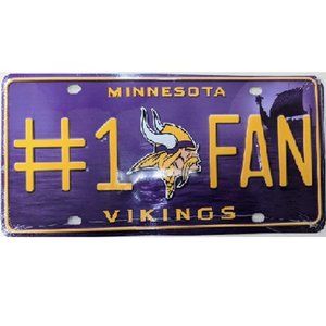 🆕🏈 MINNESOTA VIKINGS ALUMINUM #1 FAN LICENSE PLATE -NFL - UNISEX